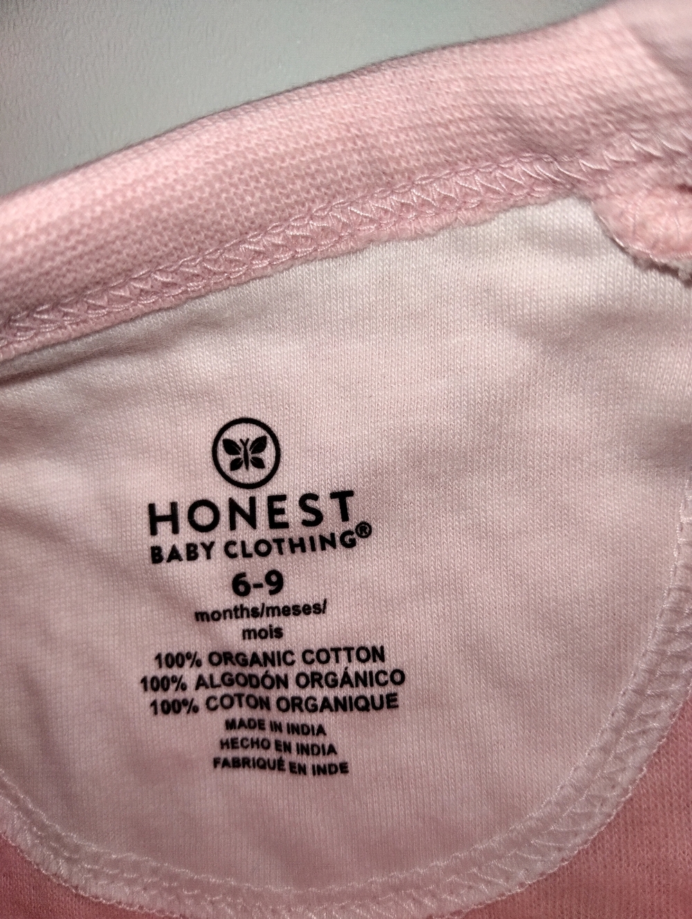 Honest Baby Company Pink Textured Baby One-Piece New 6-9 Months 100% Cotton - Picture 3 of 5